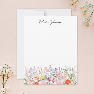 Farbige Hübsche Blumen Florale Gärten Personalisie Mitteilungskarte