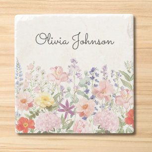 Farbige hübsche Blumen Florale Gärten Personalisie Steinuntersetzer