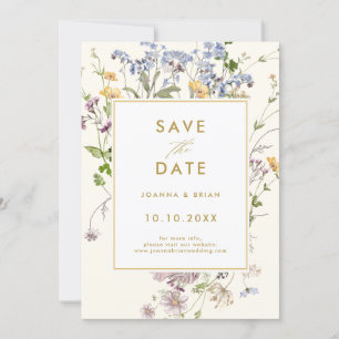 Farbige hübsche Frühlingswiesen-Garten mit Wildblu Save The Date