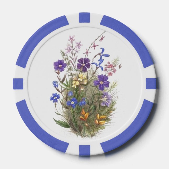 Farbige Hübsche Vintage Wildblumen Pokerchips (Vorderseite)