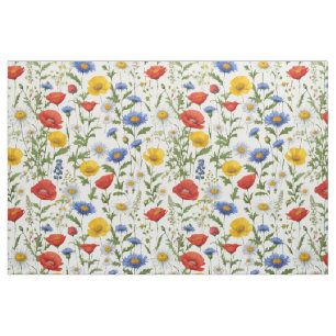 Farbige Hübsche Wilde Blumen Gemusterte Helle Blum Stoff