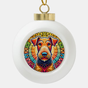 Farbige Hunde-Illustration Keramik Kugel-Ornament