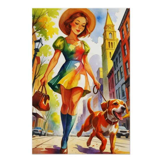 Farbige Hundewander-Duo  Poster (Vorderseite)