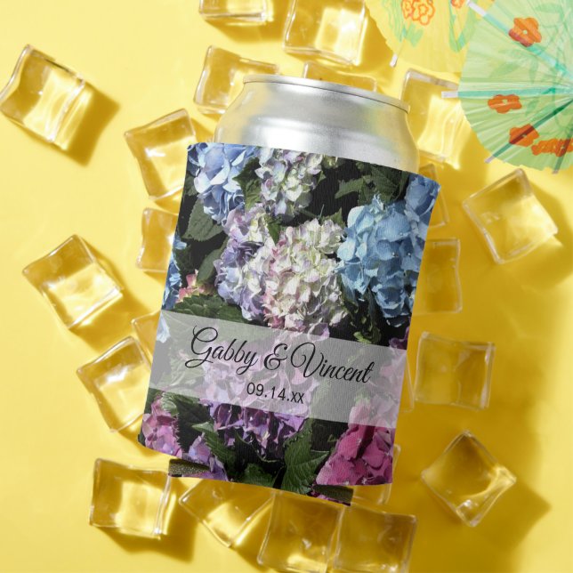 Farbige Hydrangea-Blume Gastgeschenk Hochzeit Dosenkühler (In Situ Sommer)