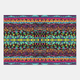 Farbige Hypnotische Muster geometrischer Art Geschenkpapier Set