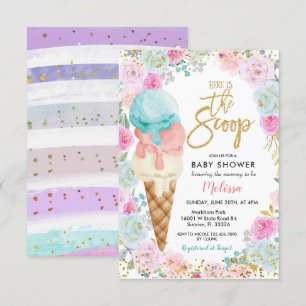 Farbige Ice Creme Pastel Blume Babydusche Einladung