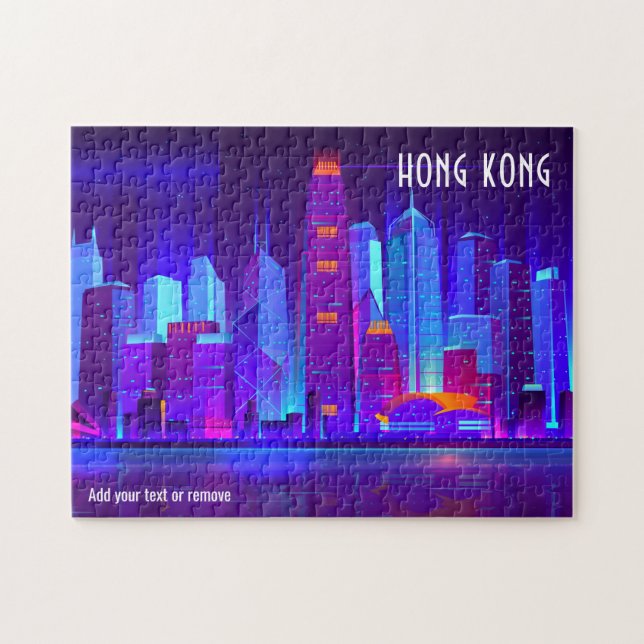 Farbige Illustration der Stadtlinie Hongkong, (Horizontal)