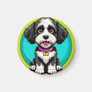 Farbige Illustration eines glücklichen Hundes beim Magnet