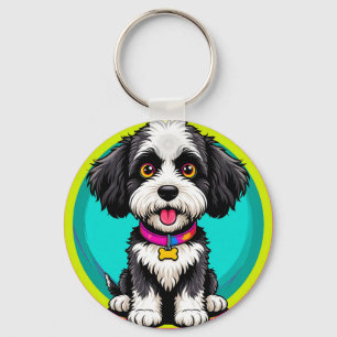 Farbige Illustration eines glücklichen Hundes beim Schlüsselanhänger
