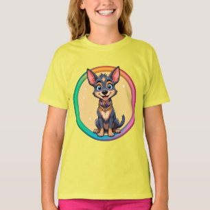 Farbige Illustration eines glücklichen Hundes beim T-Shirt