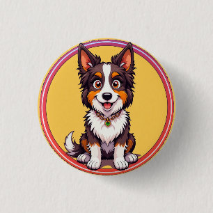 Farbige Illustration eines glücklichen Hundes sitz Button