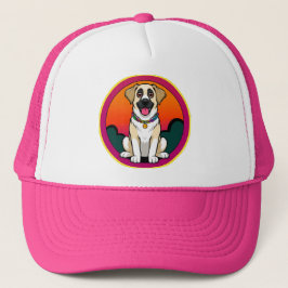 Farbige Illustration eines lächelnden Hundes Truckerkappe
