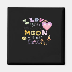 Farbige Illustration I Love You To The Moon And B Magnet