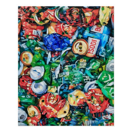 Farbige Illustration von gemahlenem Aluminium Soda Poster