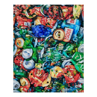 Farbige Illustration von gemahlenem Aluminium Soda Poster