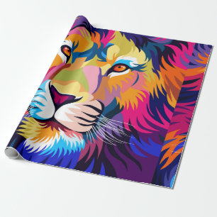 farbige Illustrationen, ein Löwe, einfaches Design Geschenkpapier