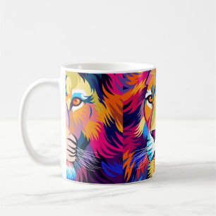farbige Illustrationen, ein Löwe, einfaches Design Kaffeetasse