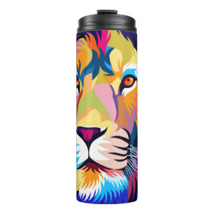 farbige Illustrationen, ein Löwe, einfaches Design Thermosbecher