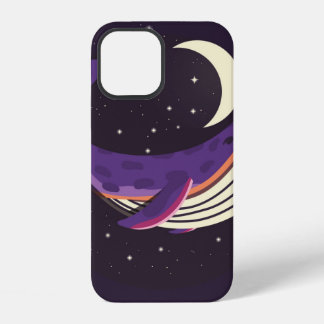 Farbige Illustrationsporträt einer niedlichen Whal iPhone 12 Hülle