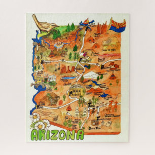 Farbige illustrierte 16x20 Arizona Karte 