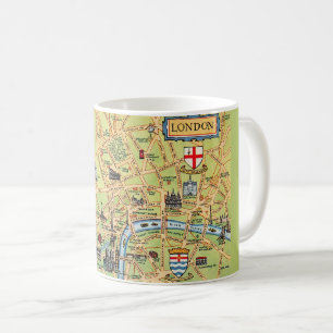 Farbige illustrierte Karte von London England Kaffeetasse
