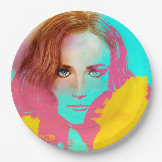 Farbige illustrierte Papierplatte - intensiv Pappteller (Vorderseite)