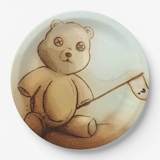 Farbige illustrierte Papierplatte - Teddy Pappteller (Vorderseite)
