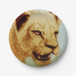 Farbige illustrierte Papiertafel - Lion Pappteller