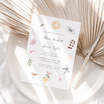Farbige illustrierte Whimsy-Hochzeit 