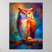 Farbige impressionistische Eulen-Wildmalerei
