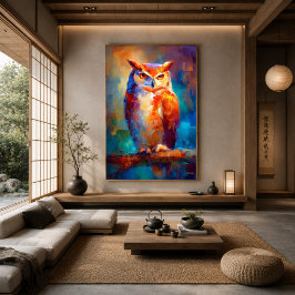 Farbige impressionistische Eulen-Wildnis-Malerei Poster