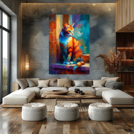 Farbige impressionistische Katzen-Tier-Malerei Poster