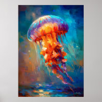 Farbige impressionistische Qualle Ozean Malerei