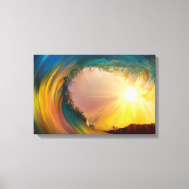Farbige impressionistische Welle bei Sonnenunterga Leinwanddruck