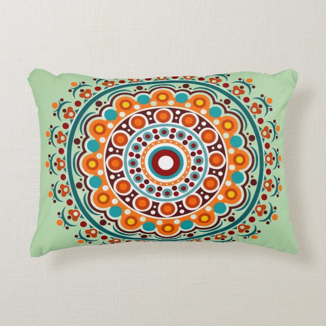 Farbige indische Mandala Dekokissen (Vorderseite)