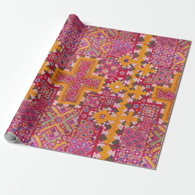 Farbige indische Stickerei Geschenkpapier (Ungerollt)