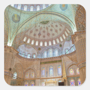 Farbige Innendecke der blauen Moschee Quadratischer Aufkleber