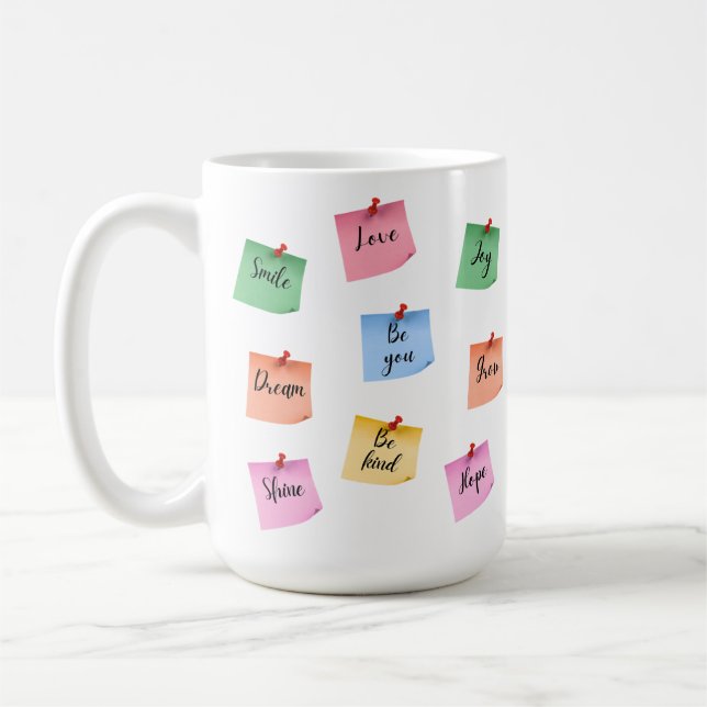 Farbige Inspirierende Haftnotizen Kaffeetasse (Links)