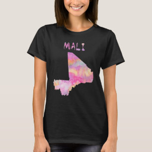 Farbige isolierte Mali-Karte in Wasserfarbe bunt  T-Shirt