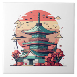 Farbige Japan Gebäude Kunst Fliese