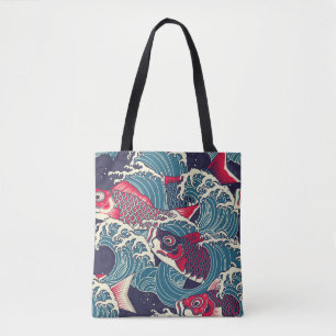 Farbige japanische Koi-/Karpfenfische im Wellennah Tasche