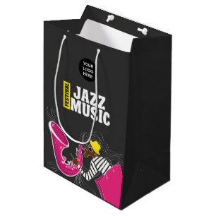 Farbige Jazz-Musikfestival-Logo personalisiert Mittlere Geschenktüte