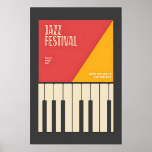 Farbige Jazz-Piano-Plakat Mid-Century-Modern Poster