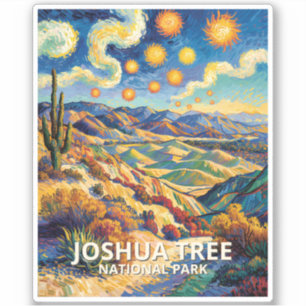 Farbige Joshua Tree Keys View Van Gogh Landschaft Aufkleber