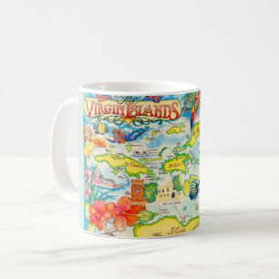 Farbige Jungferninseln-Karte Kaffeetasse