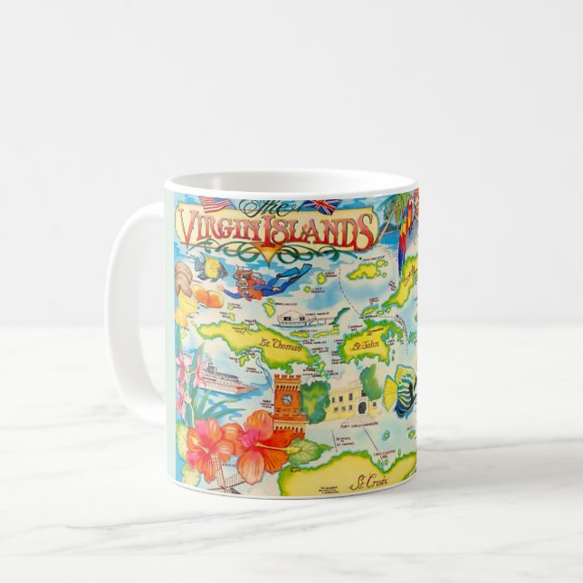 Farbige Jungferninseln-Karte Kaffeetasse (Vorderseite Links)