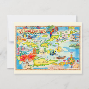 Farbige Jungferninseln-Karte Postkarte