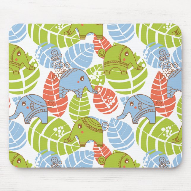 Farbige Jungle-Elefanten Mousepad (Vorne)