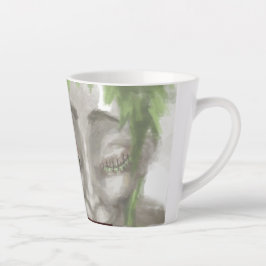 farbige Kaffeetasse, abstraktes Motivblatt, Tropen Milchtasse
