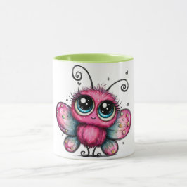 Farbige Kaffeetasse mit violettem Schmetterling